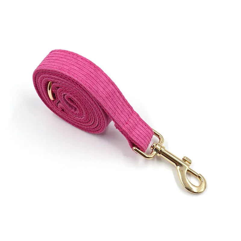 Lavish Hot Pink Personalized Corduroy Harness and Leash Collection