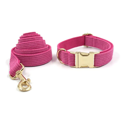 Lavish Hot Pink Personalized Corduroy Harness and Leash Collection