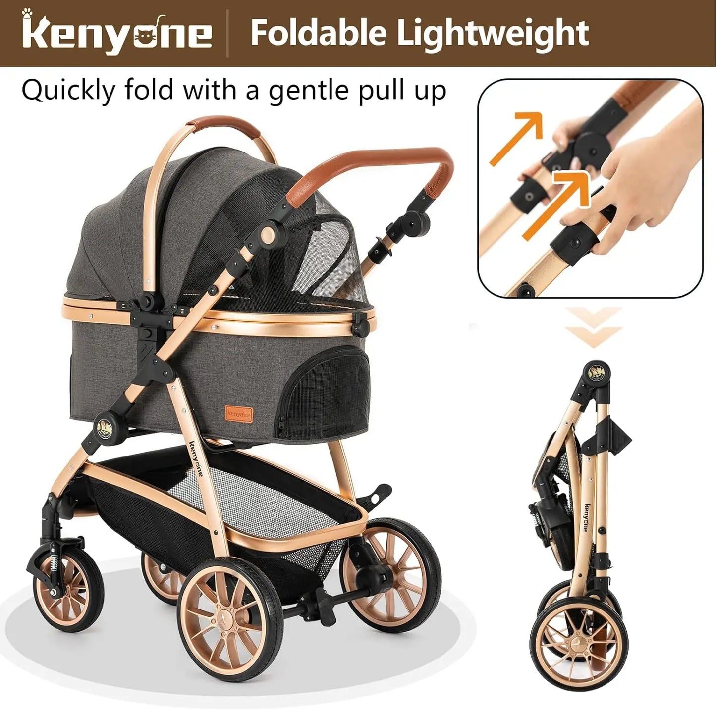 Luxury 3-in-1 Pet Stroller w/ Detachable Carrier - the Perfect Dog Buggy!