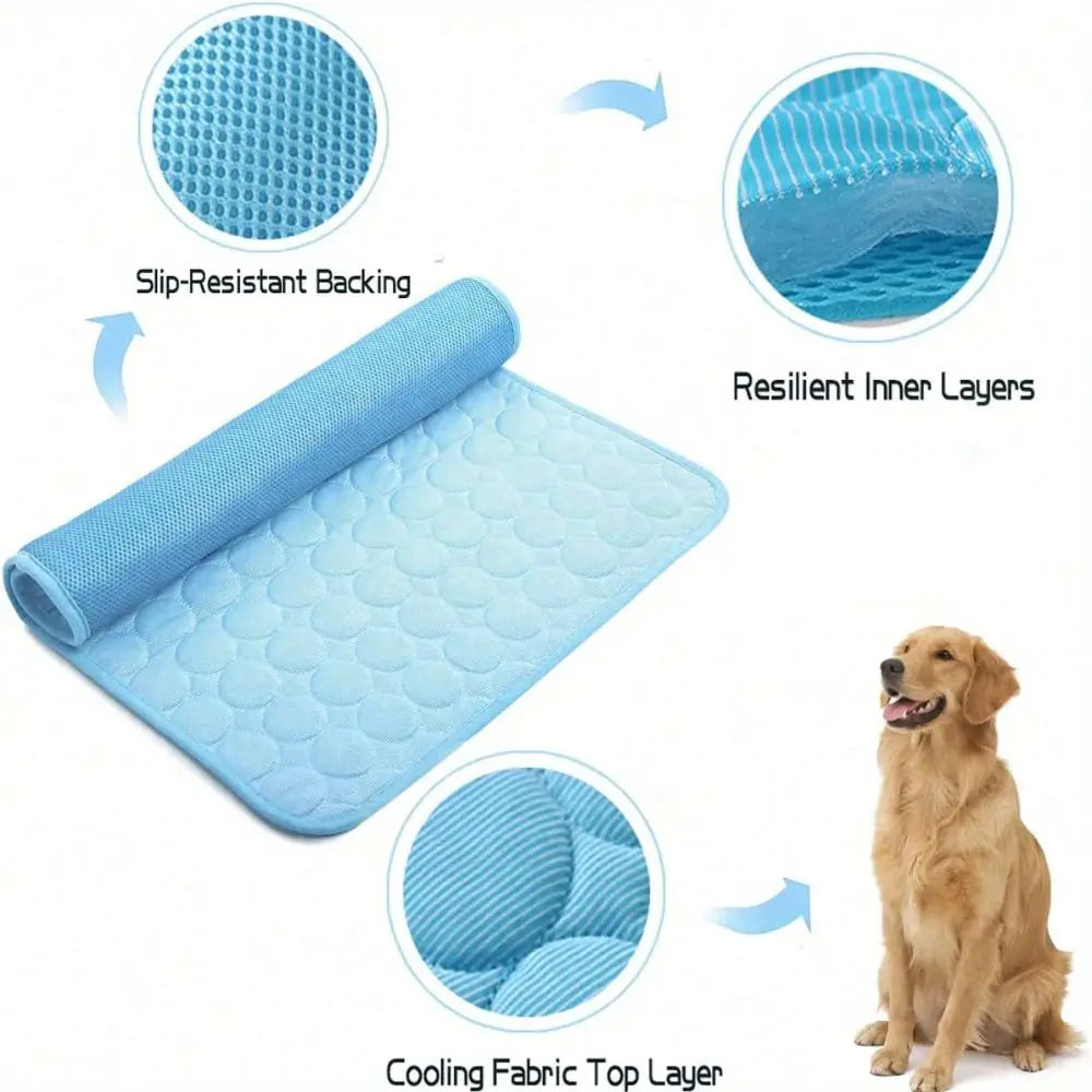 Pet Cooling Mat: Summer Ice Silk Blanket for Breathable Comfort