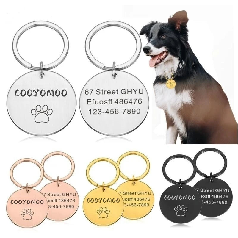 Paw Print Personalized Pet ID Tag & Keychain