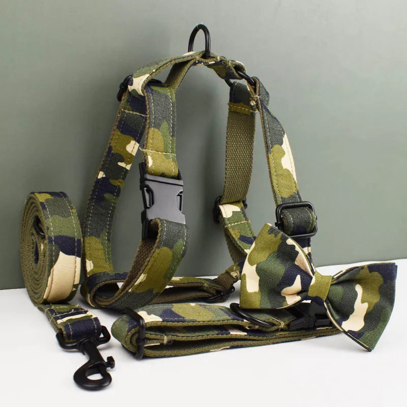 Camouflage Designer Personalized Tactical Dog Harness & Leash Collection