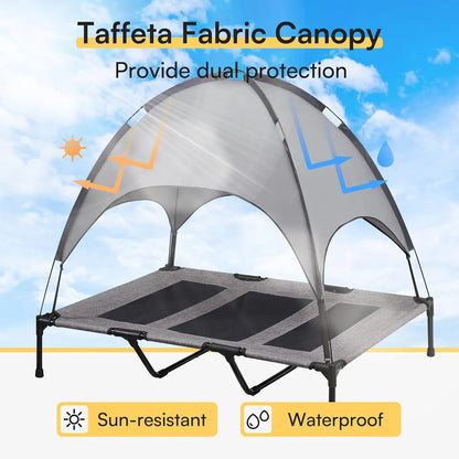 Ultimate Outdoor Dog Bed: Elevated Pet Cot with Canopy and Carrying Bag