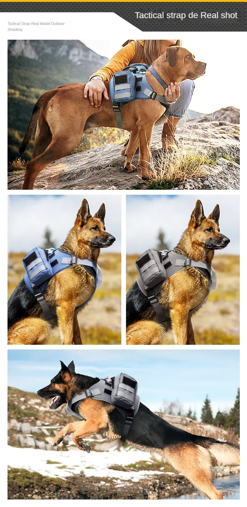 Trailblazer Dog Harness Backpack in GRAY: Ultimate Adjustable Saddle Bags for Hiking, Camping, and Outdoor Adventures