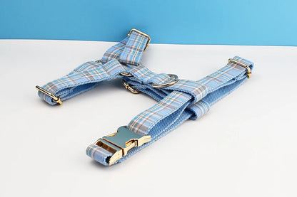 Liverpool Pale Blue Plaid Harness & Leash Collection