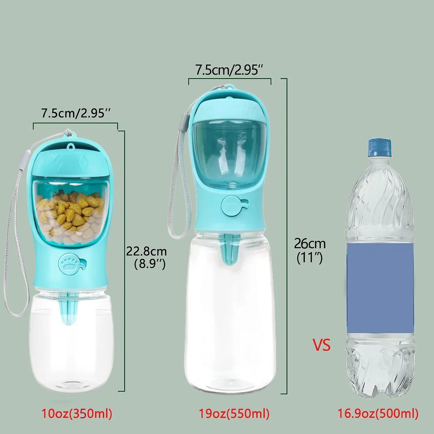 ZanaTravel Buddy - 2 in 1 Portable Dog Water Bottle & Food Container