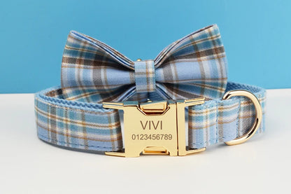 Liverpool Pale Blue Plaid Harness & Leash Collection