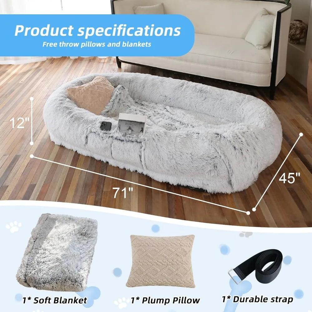 The Supreme Cozy Retreat for You and Your Giant Dog: Giant Dog Bed with Pillow & Blanket – 71"x 45"x 12"