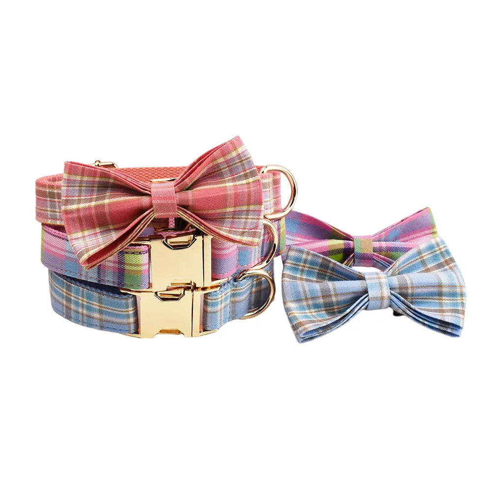 Lexington Pink Plaid Personalized Dog Accessory Collection