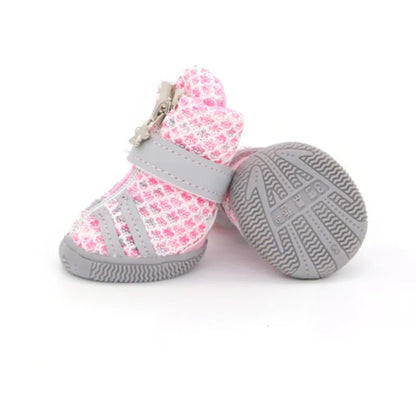 Light Pink Designer Diagonal Stripe Small Dog Shoes