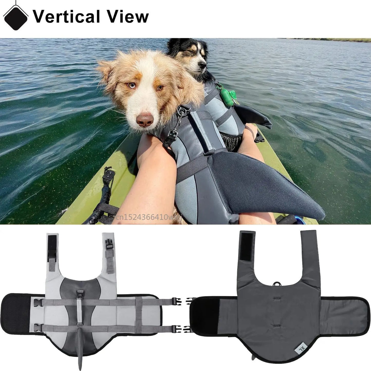 Aqua Couture GRAY Shark Fin Dog Life Vest – Adventure Smart in Style!