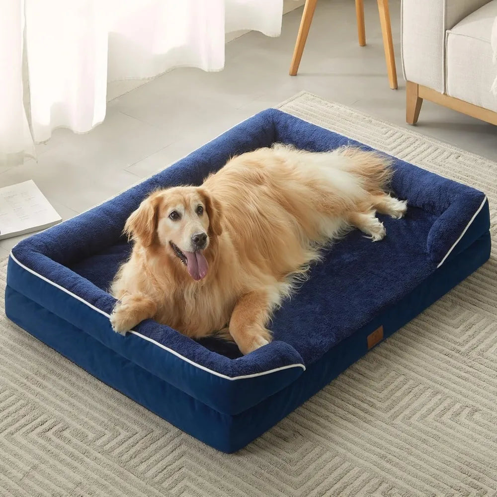 Luxurious Cuddle Haven for You and Your Giant Dog: Calming Rectangle Human Dog Bed – 71"x46"x7"