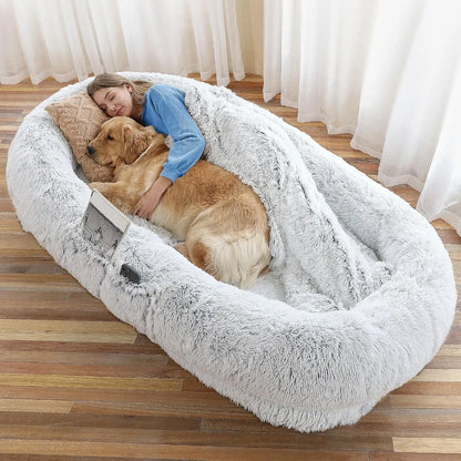 The Supreme Cozy Retreat for You and Your Giant Dog: Giant Dog Bed with Pillow & Blanket – 71"x 45"x 12"