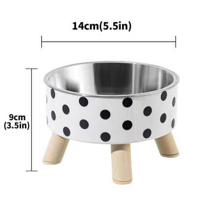 Polka-Dot Elevated Stainless Steel Food & Water Dishes