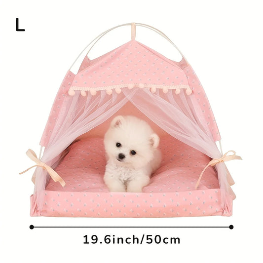 Pristina Pom Pom Dog Tent: Regal Comfort for Your Fur Baby