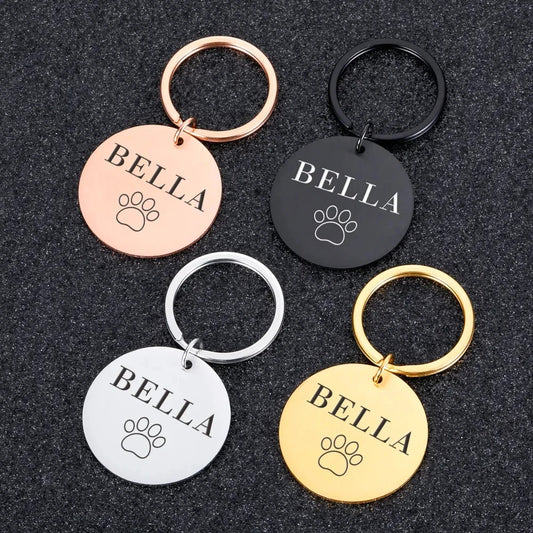 Paw Print Personalized Pet ID Tag & Keychain