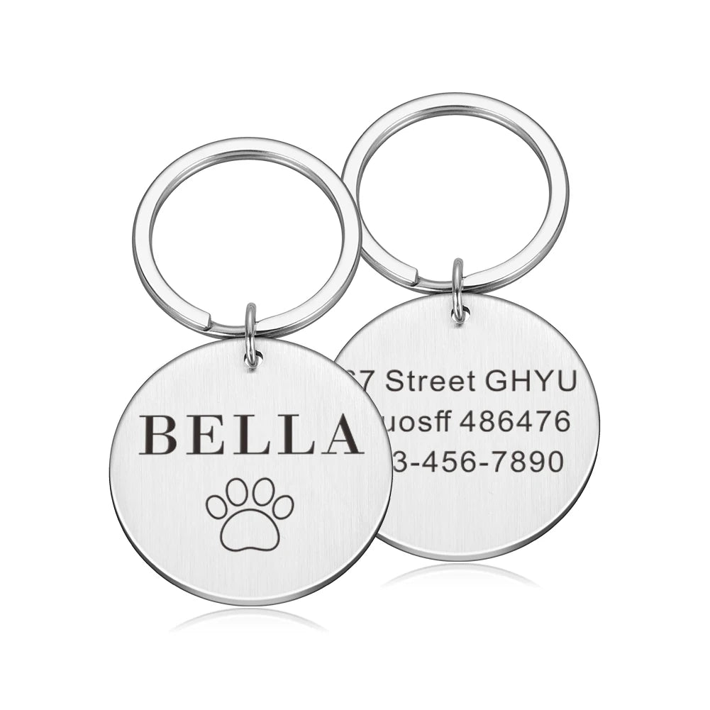 Paw Print Personalized Pet ID Tag & Keychain