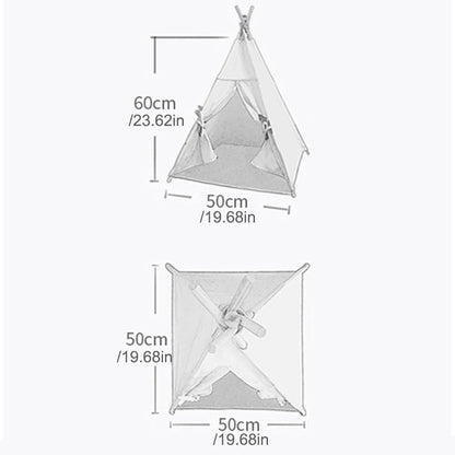 Enchanted Pet Teepee with Wooden Posts & Fluffy Cushion