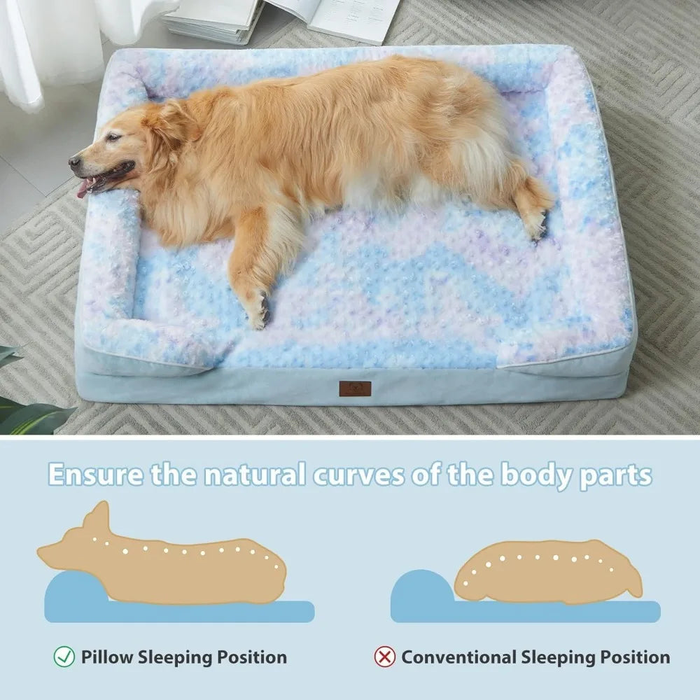 Luxurious Cuddle Haven for You and Your Giant Dog: Calming Rectangle Human Dog Bed – 71"x46"x7"