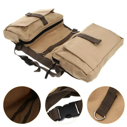 Adventure Khaki Dog Harness Pack: Ultimate Saddlebag for Hiking, Camping, and Exploration