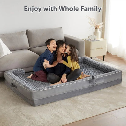 Luxurious Cuddle Haven for You and Your Giant Dog: Calming Rectangle Human Dog Bed – 71"x46"x7"