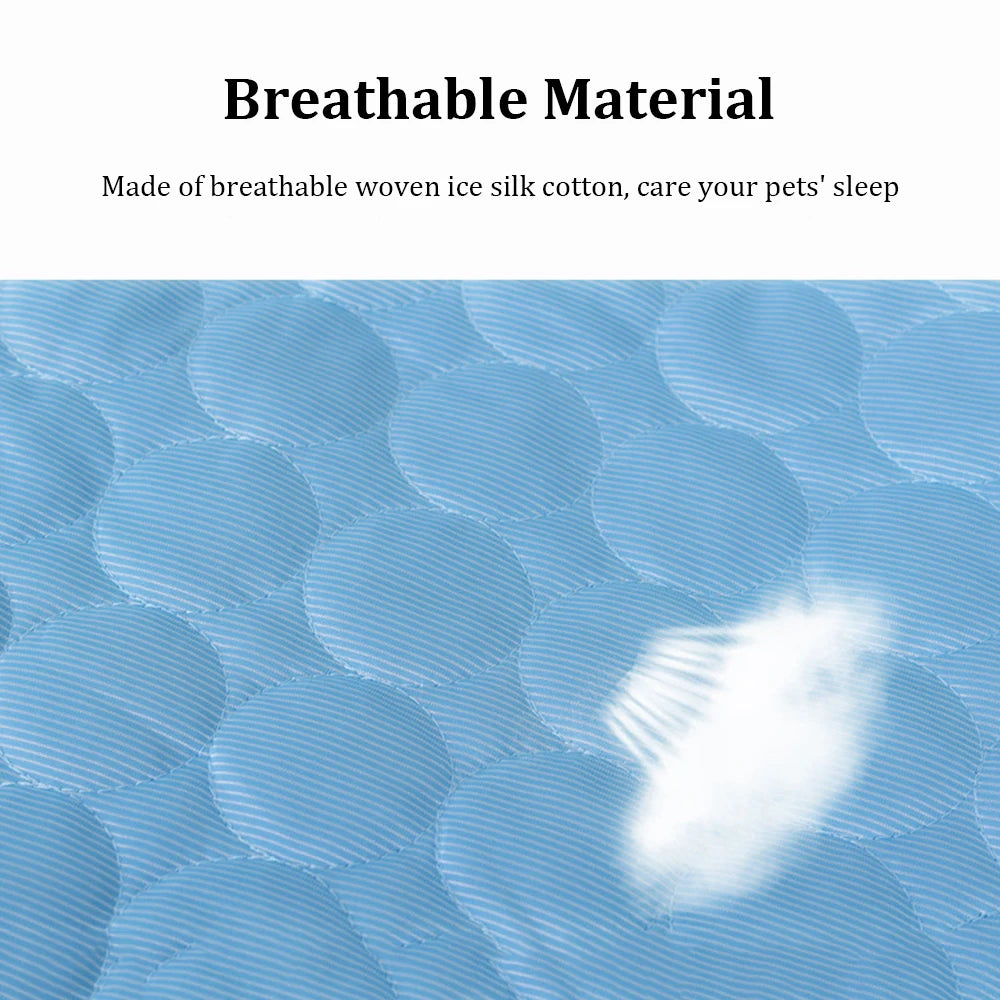 Pet Cooling Mat: Summer Ice Silk Blanket for Breathable Comfort