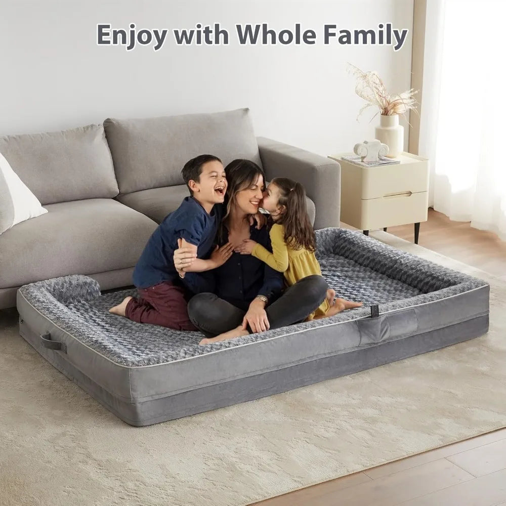 Luxurious Cuddle Haven for You and Your Giant Dog: Calming Rectangle Human Dog Bed – 71"x46"x7"