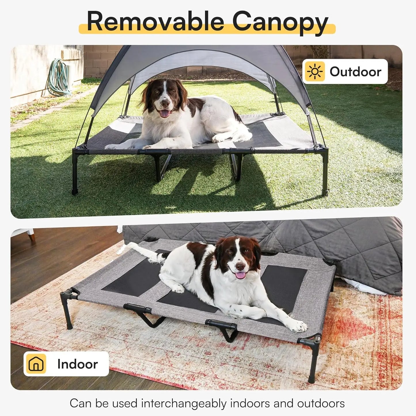 Ultimate Outdoor Dog Bed: Elevated Pet Cot with Canopy and Carrying Bag