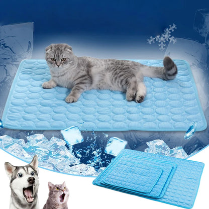 Pet Cooling Mat: Summer Ice Silk Blanket for Breathable Comfort