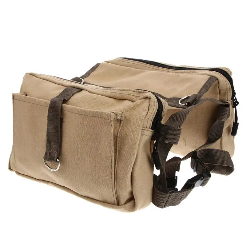 Adventure Khaki Dog Harness Pack: Ultimate Saddlebag for Hiking, Camping, and Exploration