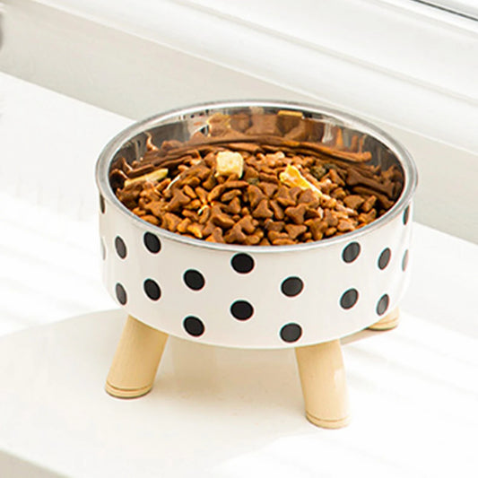 Polka-Dot Elevated Stainless Steel Food & Water Dishes