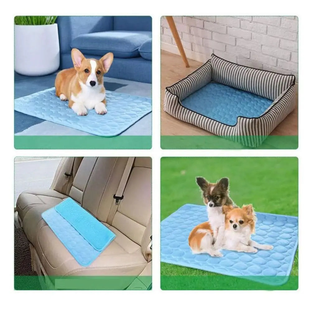 Pet Cooling Mat: Summer Ice Silk Blanket for Breathable Comfort