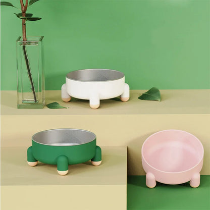 Tetrapod Elevated Dog Bowls in Green, Pink & White