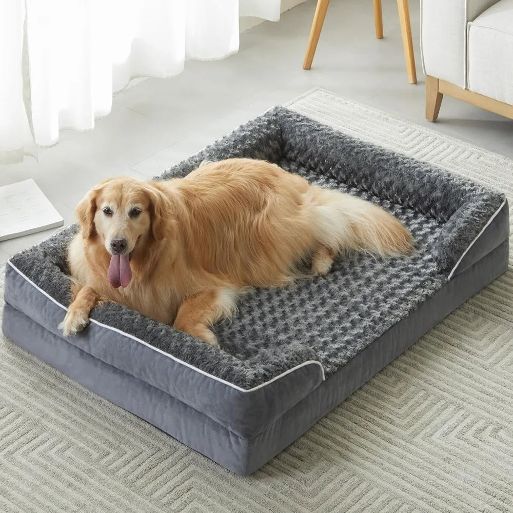 Luxurious Cuddle Haven for You and Your Giant Dog: Calming Rectangle Human Dog Bed – 71"x46"x7"