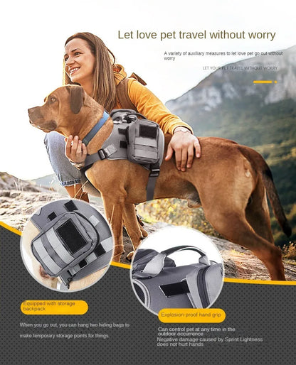 Trailblazer Dog Harness Backpack in GRAY: Ultimate Adjustable Saddle Bags for Hiking, Camping, and Outdoor Adventures