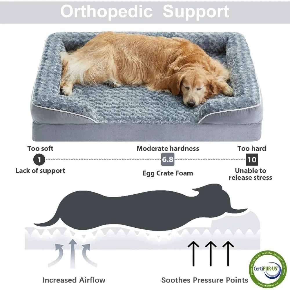 Luxurious Cuddle Haven for You and Your Giant Dog: Calming Rectangle Human Dog Bed – 71"x46"x7"