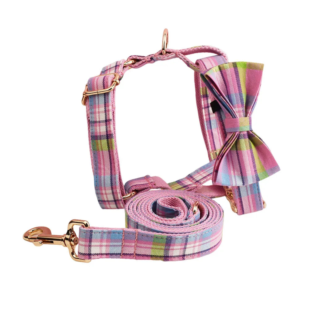 Lexington Pink Plaid Personalized Dog Accessory Collection