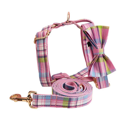 Lexington Pink Plaid Personalized Dog Accessory Collection