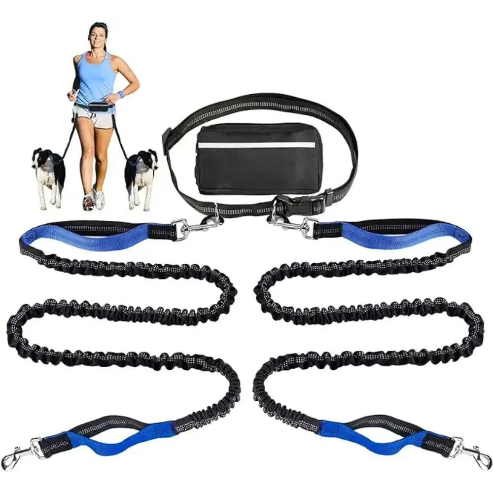 Hands-Free Dog Leash with Reflective Bungee and Adjustable Waist Belt