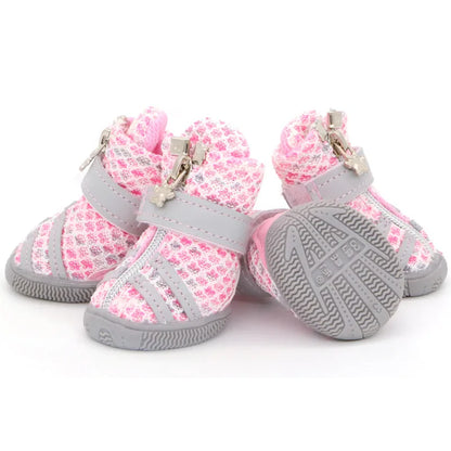 Light Pink Designer Diagonal Stripe Small Dog Shoes