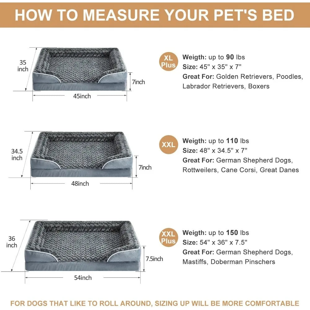 Luxurious Cuddle Haven for You and Your Giant Dog: Calming Rectangle Human Dog Bed – 71"x46"x7"