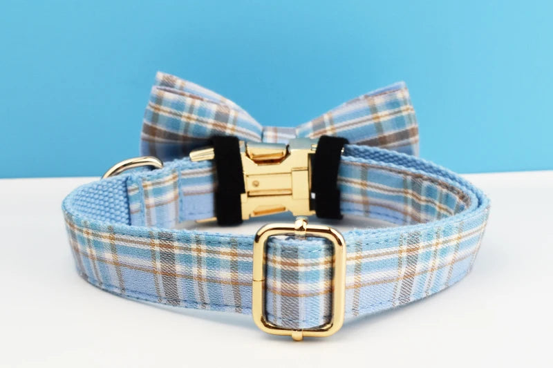 Liverpool Pale Blue Plaid Harness & Leash Collection