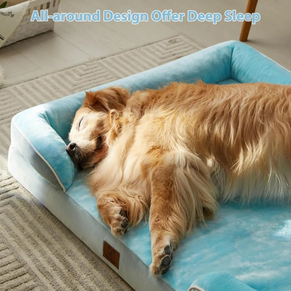 Luxurious Cuddle Haven for You and Your Giant Dog: Calming Rectangle Human Dog Bed – 71"x46"x7"