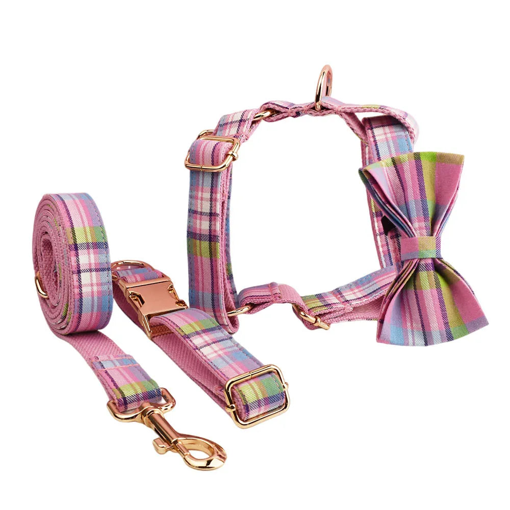 Lexington Pink Plaid Personalized Dog Accessory Collection