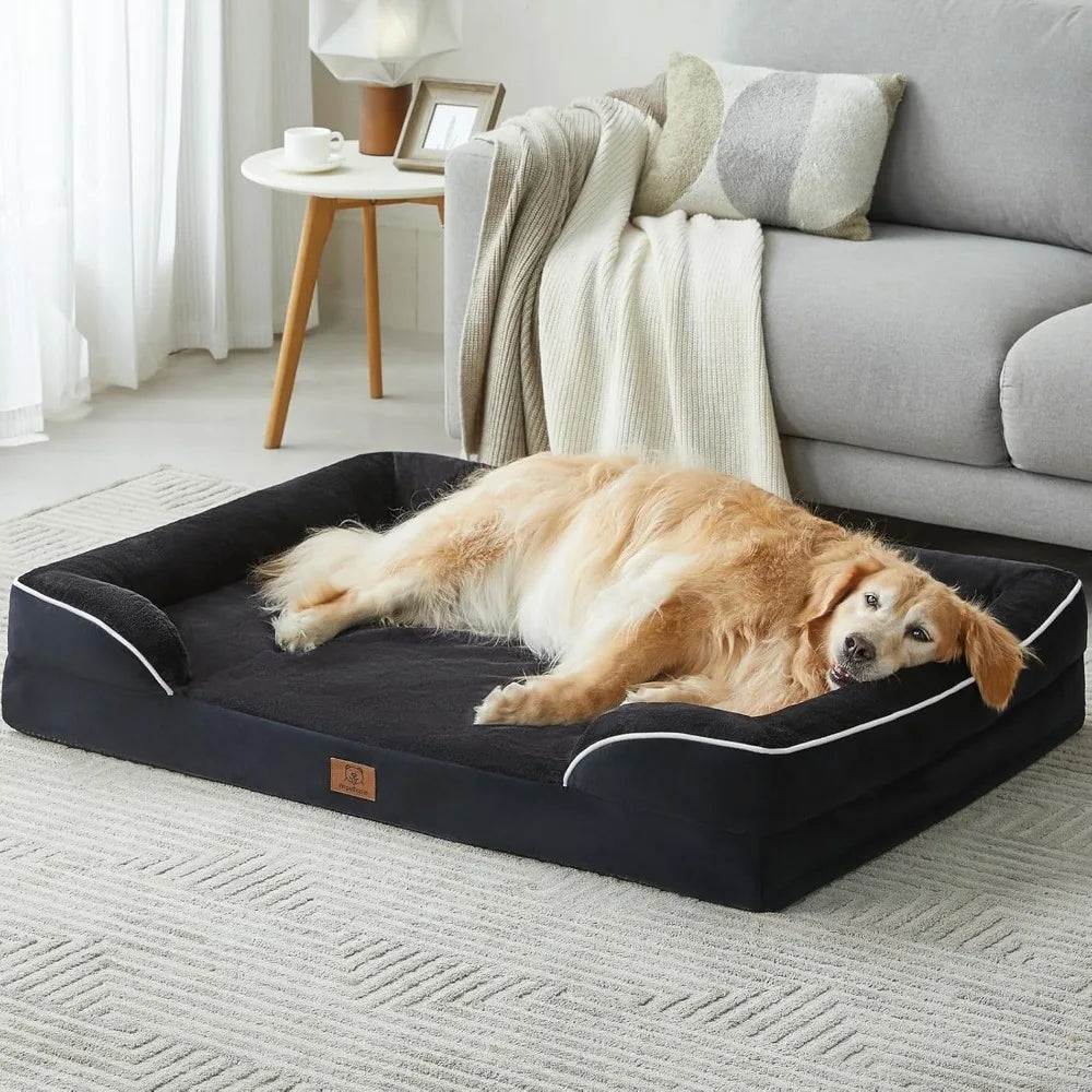 Luxurious Cuddle Haven for You and Your Giant Dog: Calming Rectangle Human Dog Bed – 71"x46"x7"