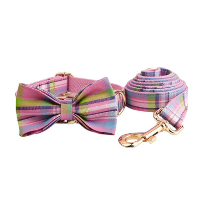 Lexington Pink Plaid Personalized Dog Accessory Collection