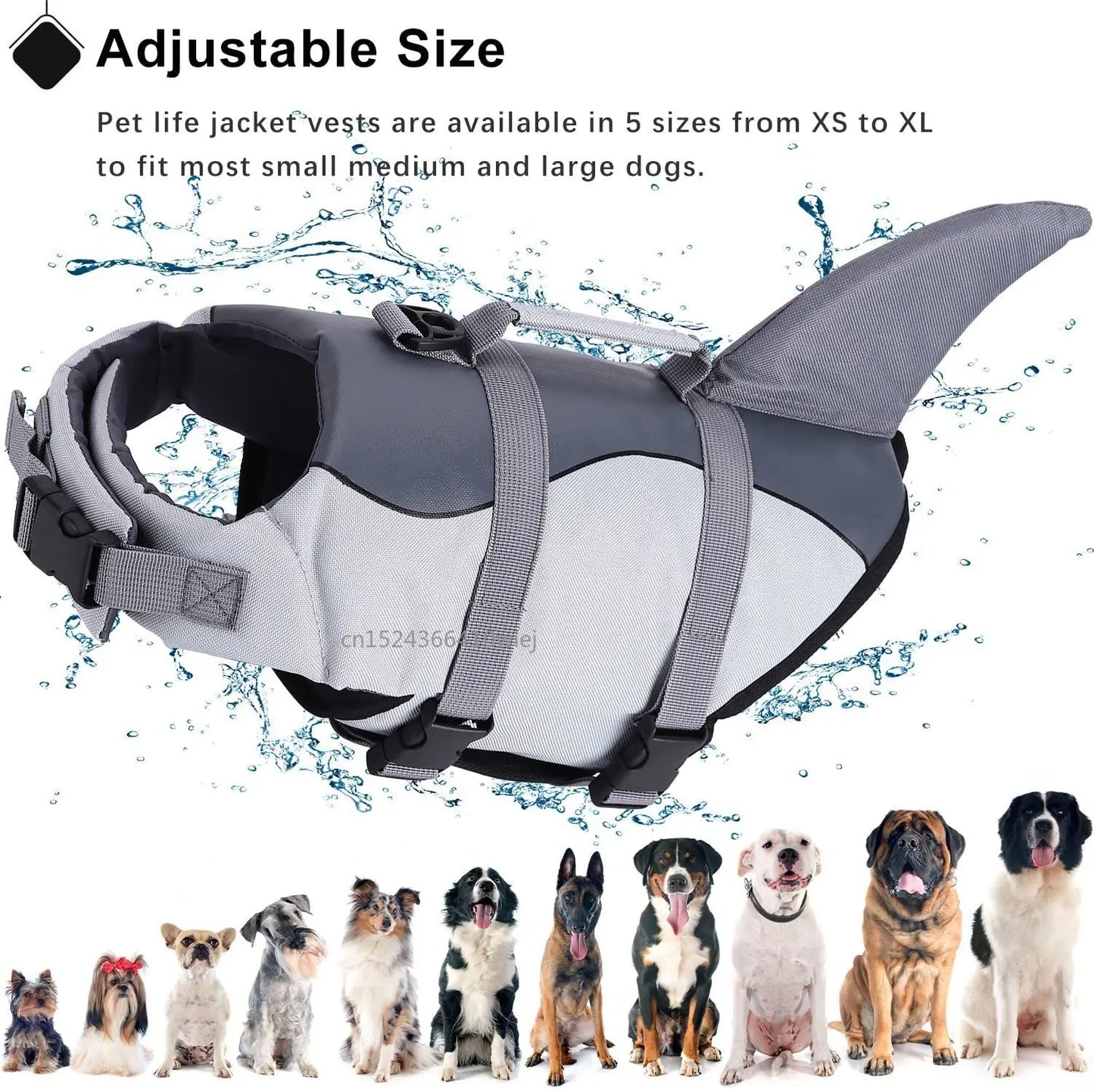 Aqua Couture GRAY Shark Fin Dog Life Vest – Adventure Smart in Style!