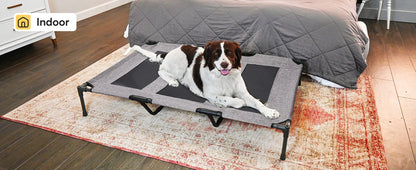 Ultimate Outdoor Dog Bed: Elevated Pet Cot with Canopy and Carrying Bag