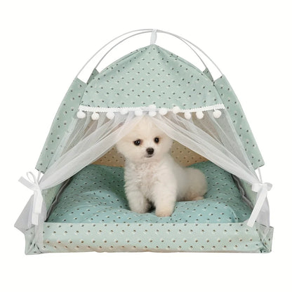 Pristina Pom Pom Dog Tent: Regal Comfort for Your Fur Baby