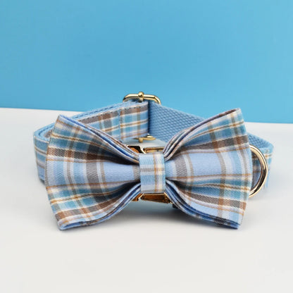 Liverpool Pale Blue Plaid Harness & Leash Collection